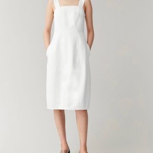 COS White Denim MIDI Dress with Square Neckline | EUR 34 - UK 8 - US 4 | NWT